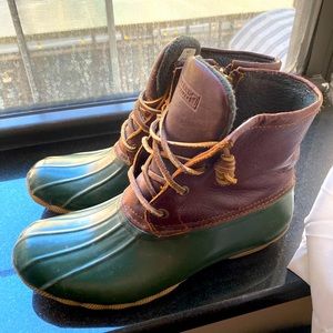 Sperry green saltwater duck boots 8